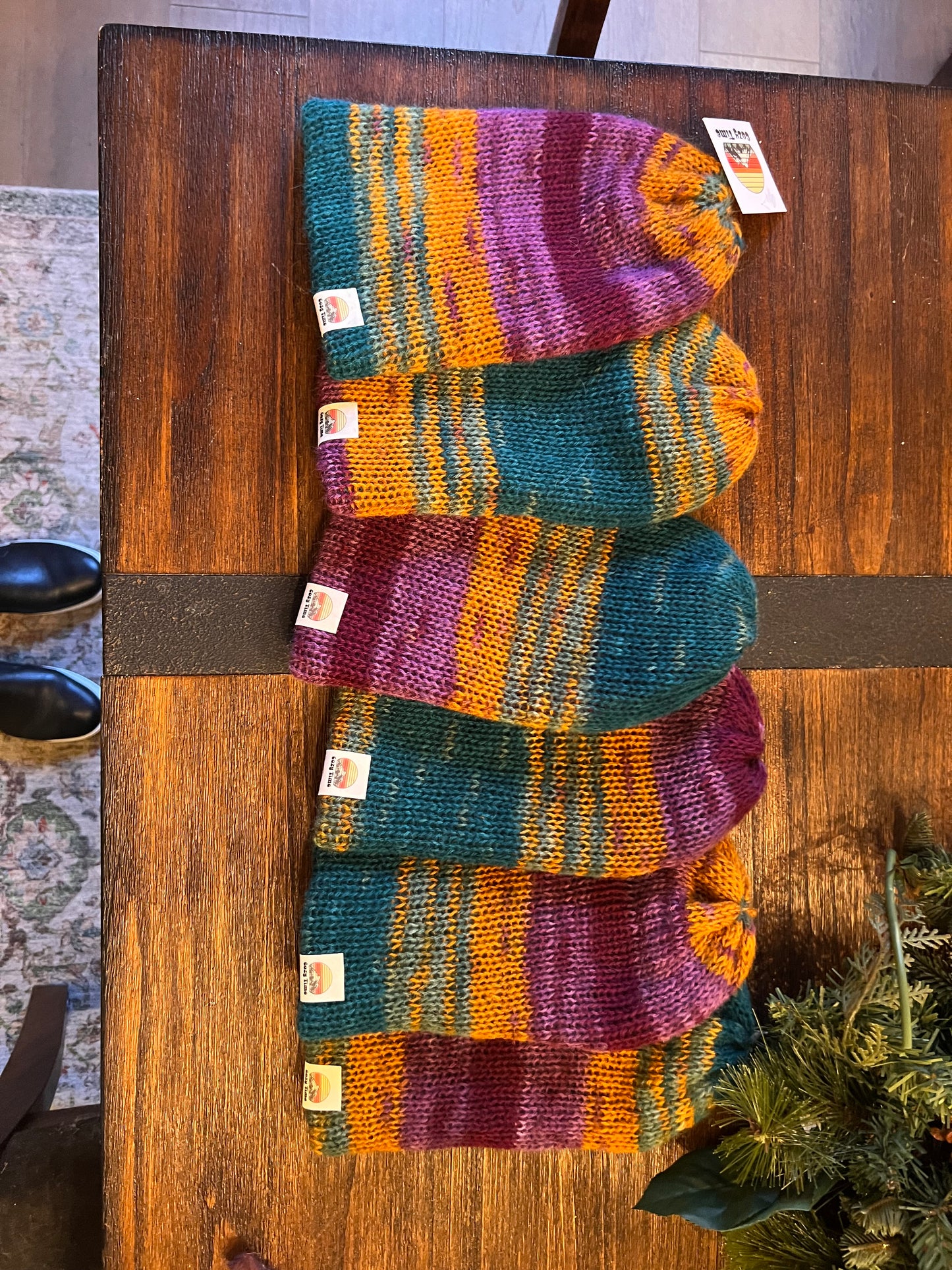 Handmade wool/mohair blend boho beanie - colorway "Cozy Cabin"